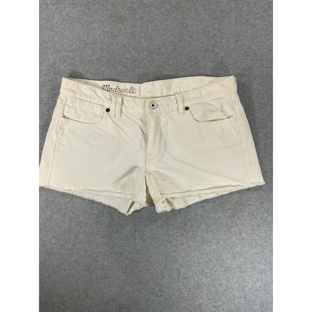 Madewell Off White Cream Denim Cut Off Shorts Raw Hem Size 29 2967